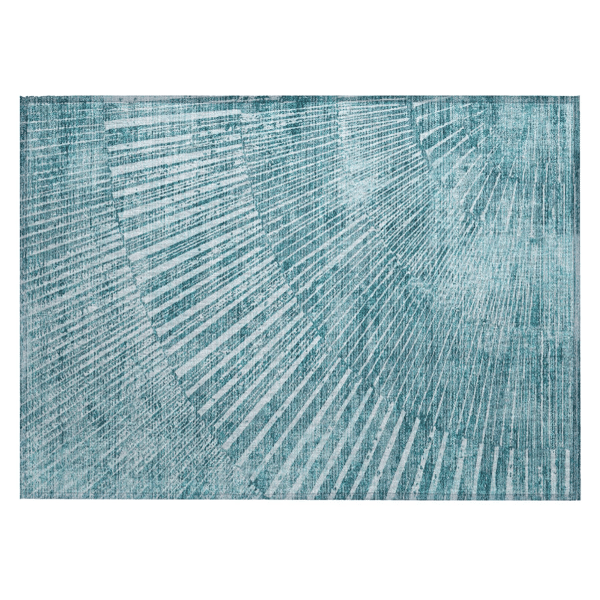 HomeRoots Indoor Outdoor Teal Abstract Non Skid Accent Rug