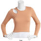 Juniors Poof! Long Sleeve Seamless Rib Shoulder Cut Out Crew Top - image 4