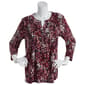 Petite Napa Valley 3/4 Sleeve Dot Pleat Knit Henley -  Wine Dot - image 1