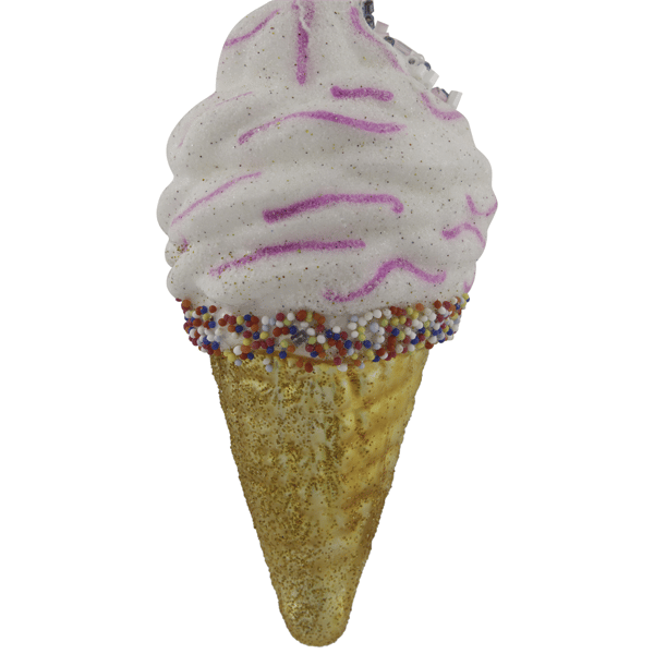 Northlight 4in. Vanilla Ice Cream Cone Glass Christmas Ornament