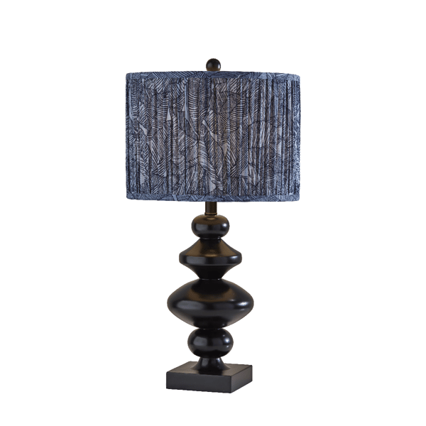 Adesso Samira Large Table Lamp with Pleated Blue Fabric Shade - image 