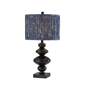 Adesso Samira Large Table Lamp with Pleated Blue Fabric Shade - image 1