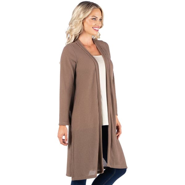Womens 24/7 Comfort Apparel Waffle Long Sleeve Cardigan
