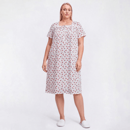 Plus Size Laura Ashley(R) Short Sleeve Cardinal Henley Nightgown