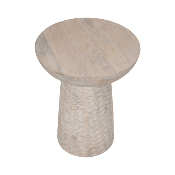 Sagebrook Home 20in. Hammered Base Wood Accent Table