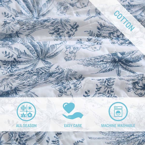 Tommy Bahama Pen And Ink Palm Cotton Quilt Set