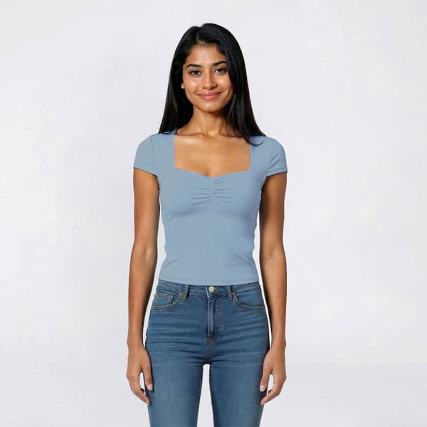 Juniors Derek Heart Sweetheart Neck Cap Sleeve Top - image 