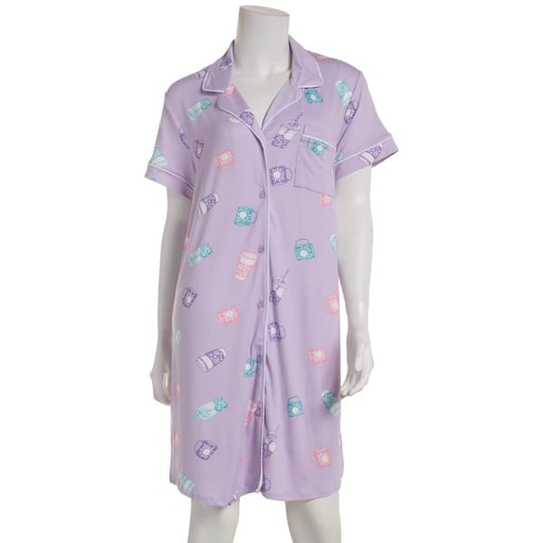 Womens Derek Heart Sunshine Coffee Notch Collar Nightshirt - image 