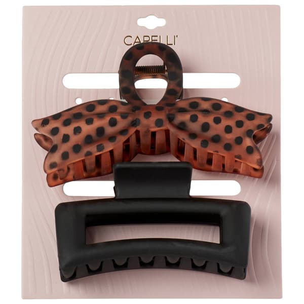 Womens Capelli New York 2pk Rectangle/Bow Claw Clips