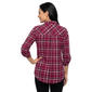Womens Emily Daniels 3/4 Sleeve Plaid Henley Blouse - image 3