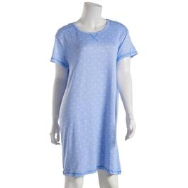 Womens Charmour Short Sleeve Hacci Dots Round Neck Nightshirt