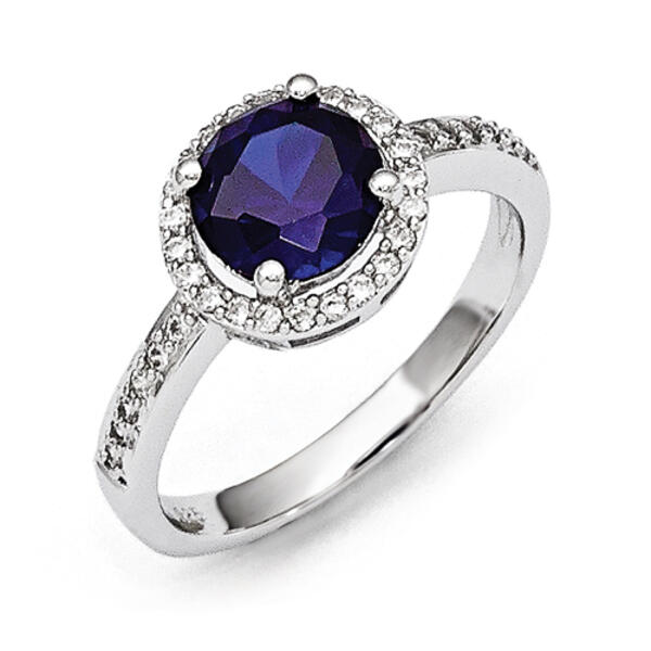 Sterling Silver White & Blue CZ Ring - image 