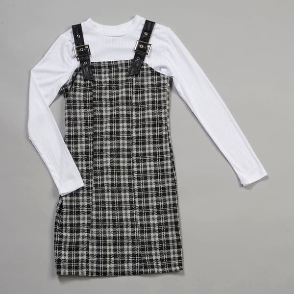 Girls &#40;7-16&#41; Jolie & Joy 2Fer Plaid Dress - Black/Multi - image 