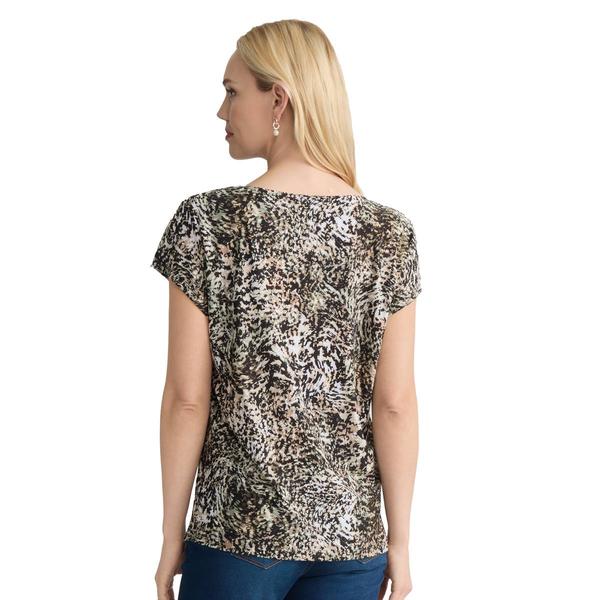 Womens Jones New York Cap Sleeve Abstract Animal Blouse