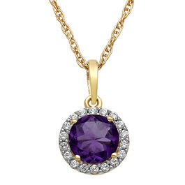 Gemstone Classics&#40;tm&#41; Amethyst & White Sapphire Halo Necklace