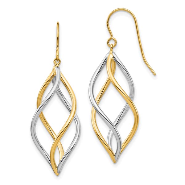 Gold Classics(tm) 14kt. Two-Tone Polished Dangle Earrings