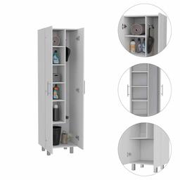 FM FURNITURE Norway White Broom Closet Pantry