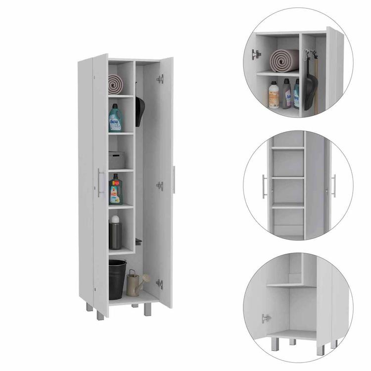 FM FURNITURE Norway White Broom Closet Pantry