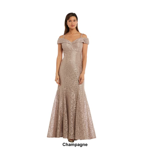 Womens R&M Richards Shimmer Lace Mermaid Evening Dress