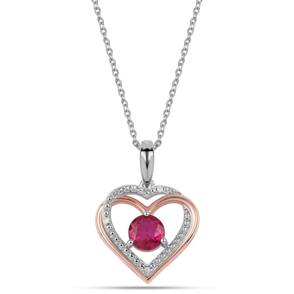 Nova Star(R) 5mm. Created Ruby & Lab Grown Diamond Heart Necklace