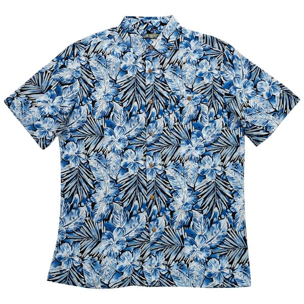 Mens Campia Short Sleeve Floral Leaf Button Down Shirt - Blue - image 