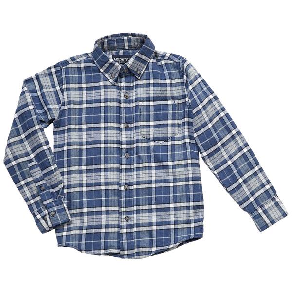 Boys (4-7) Architect(R) Flannel Shirt - Blue/White - image 