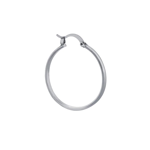 Fine Silver Plated 32mm Hi-Polished Tube Hoop Click-Top Earrings