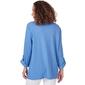 Petite Ruby Rd. Bali Blue 3/4 Sleeve Solid Button Front Blouse - image 3