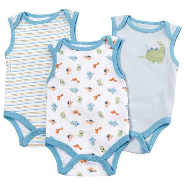 Baby Boy (NB-9M) Baby Gear 3pk. Dino Tank Bodysuits - image 