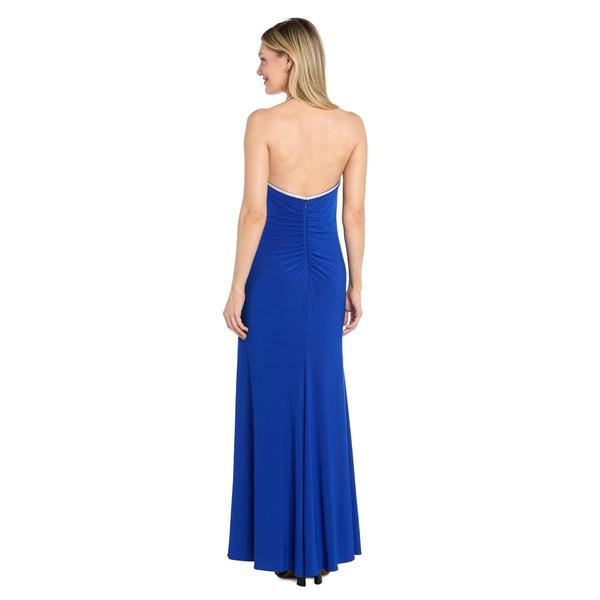 Womens R&M Richards Rhinestone Strap Cowl Neck Evening Gown