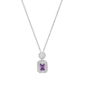 Saffron 1ctw. Violet Emerald-Cut Diamond Halo Pendant Necklace - image 1