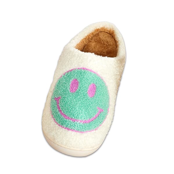 Womens Smiley Face Slide Slippers - image 