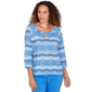 Petites Heart''s of Palm Embraceable Blue Printed Poly Slub 3/4 S - image 1