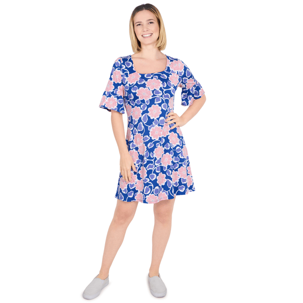 Womens Larky Lark 3/4 Ruffle Sleeve Daisy Daze Shift Dress - image 