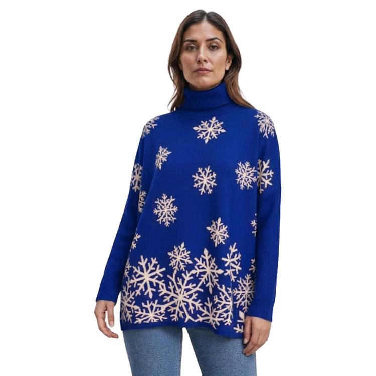 Womens Tint & Shadow Ribbed Sleeve Snowflake Poncho Sweater