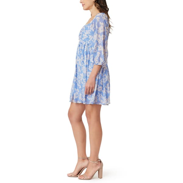 Juniors Wallflower 3/4 Sleeve Pleat Chiffon Dress - Lavender