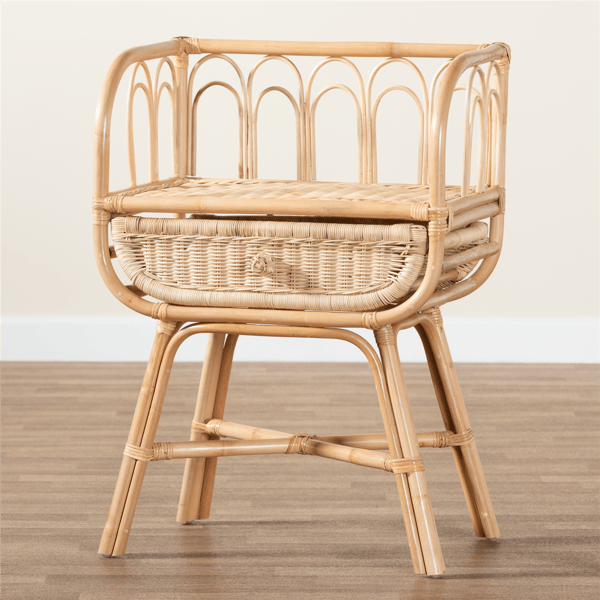 Baxton Studio Panchali Modern Bohemian Rattan Nightstand