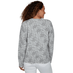 Petite Hearts of Palm Silver Linings Floral Swirl Sweater