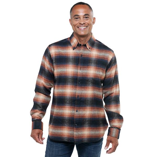 Mens Jackson Hole Long Sleeve Flannel Shirt - Rust/Navy - image 