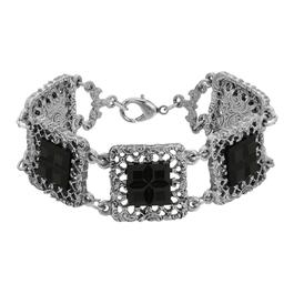 1928 Pewter Square w/ Dark Amber Stone Bracelet