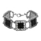 1928 Pewter Square w/ Dark Amber Stone Bracelet - image 1