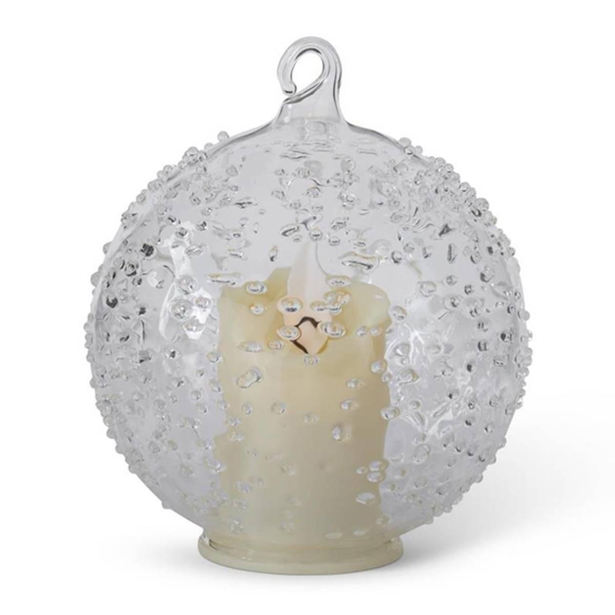 K&K Interiors LED Textured Clear Glass Christmas Ornament
