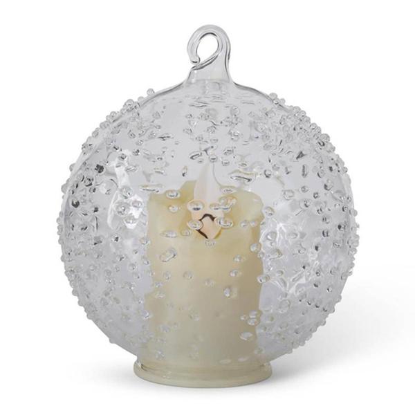 K&K Interiors LED Textured Clear Glass Christmas Ornament - image 