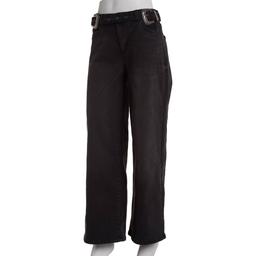 Juniors No Comment Double Western Belt Wide Leg Jeans
