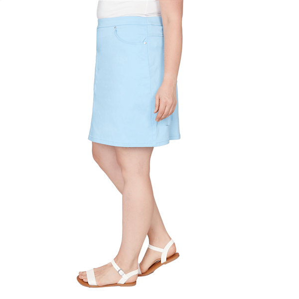 Plus Size Hearts of Palm Embraceable Blue Stretch Skort