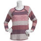 Womens Tru Self Long Sleeve Stripe Button Shoulder Sweater - image 1