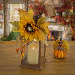National Tree 14in. Mixed Leaves Harvest Lantern