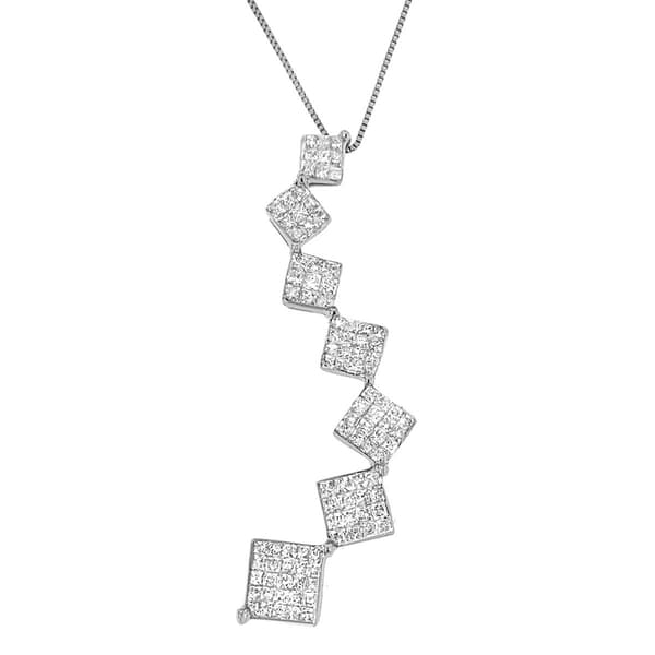 Haus of Brilliance 10kt. White Gold 1.0ctw. Diamond Curve Pendant - image 