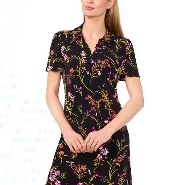 Womens Cece Flutter Sleeve Collar Floral Shift Dress