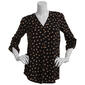 Womens Anne Klein Long Sleeve Neck Pleat Front Dot Tunic Blouse - image 1
